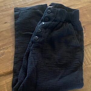 Madewell Black Textured Button-Front Pants XS